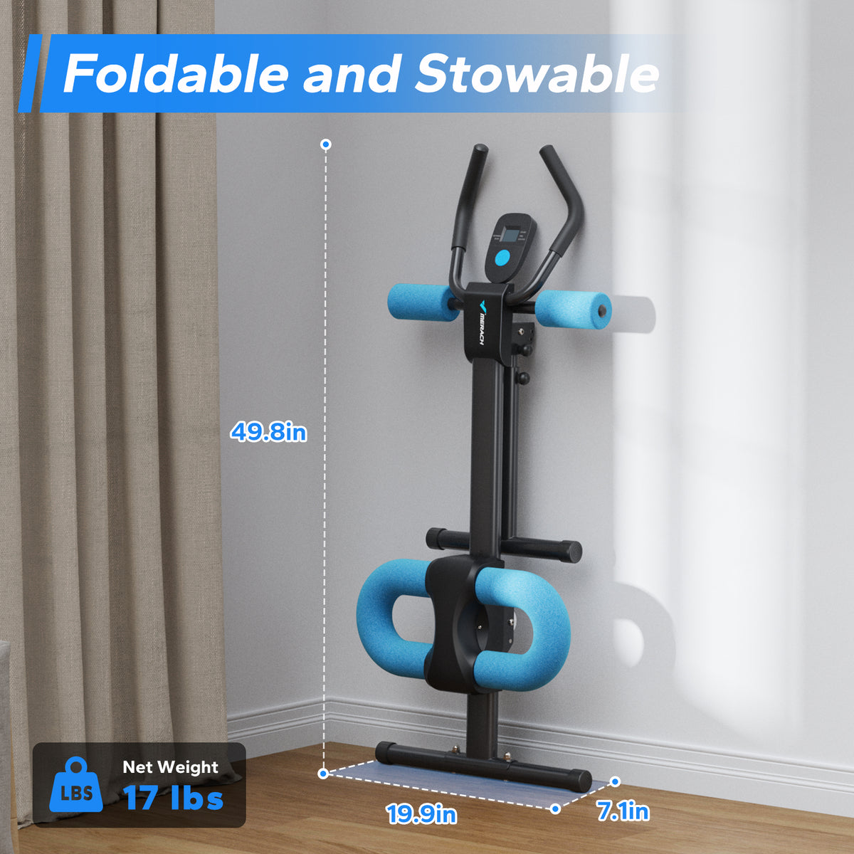 Ab Machine Adjustable Trainer Workout Foldable Knee Protection