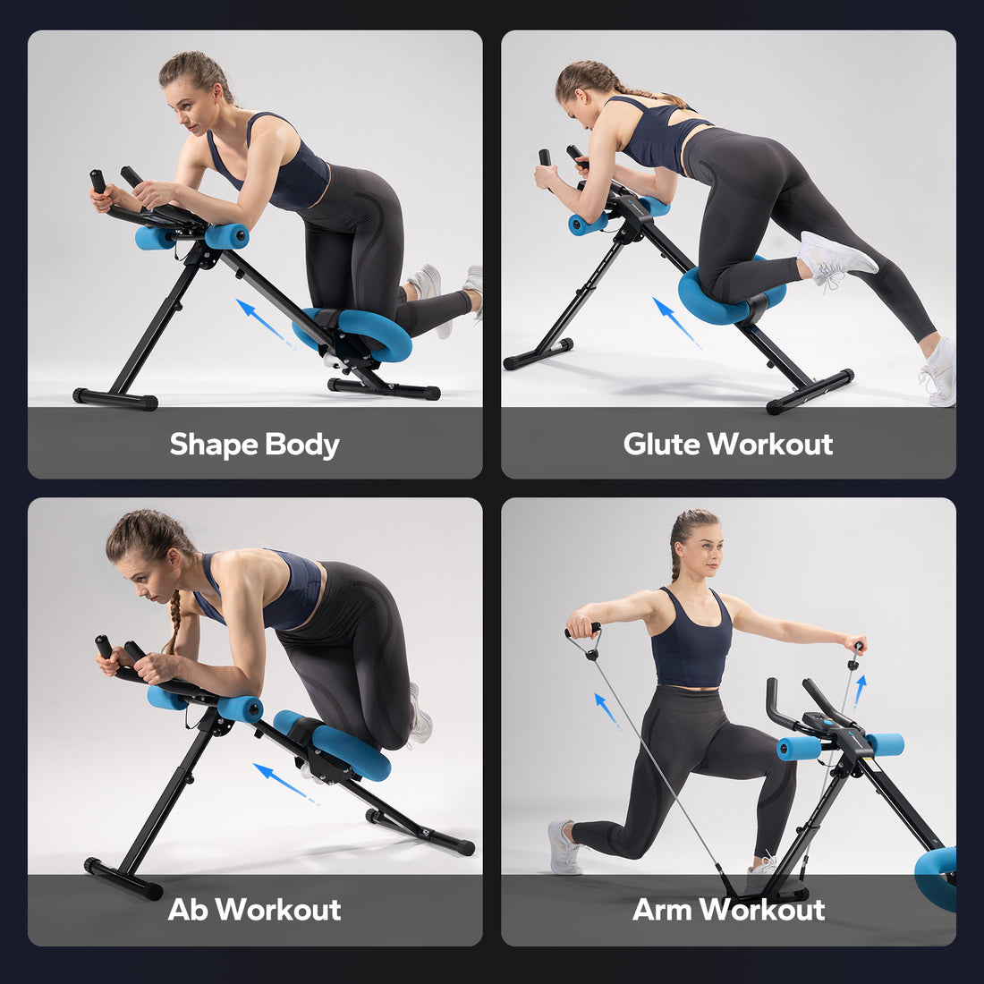 Ab Machine Adjustable Trainer Workout Foldable Knee Protection