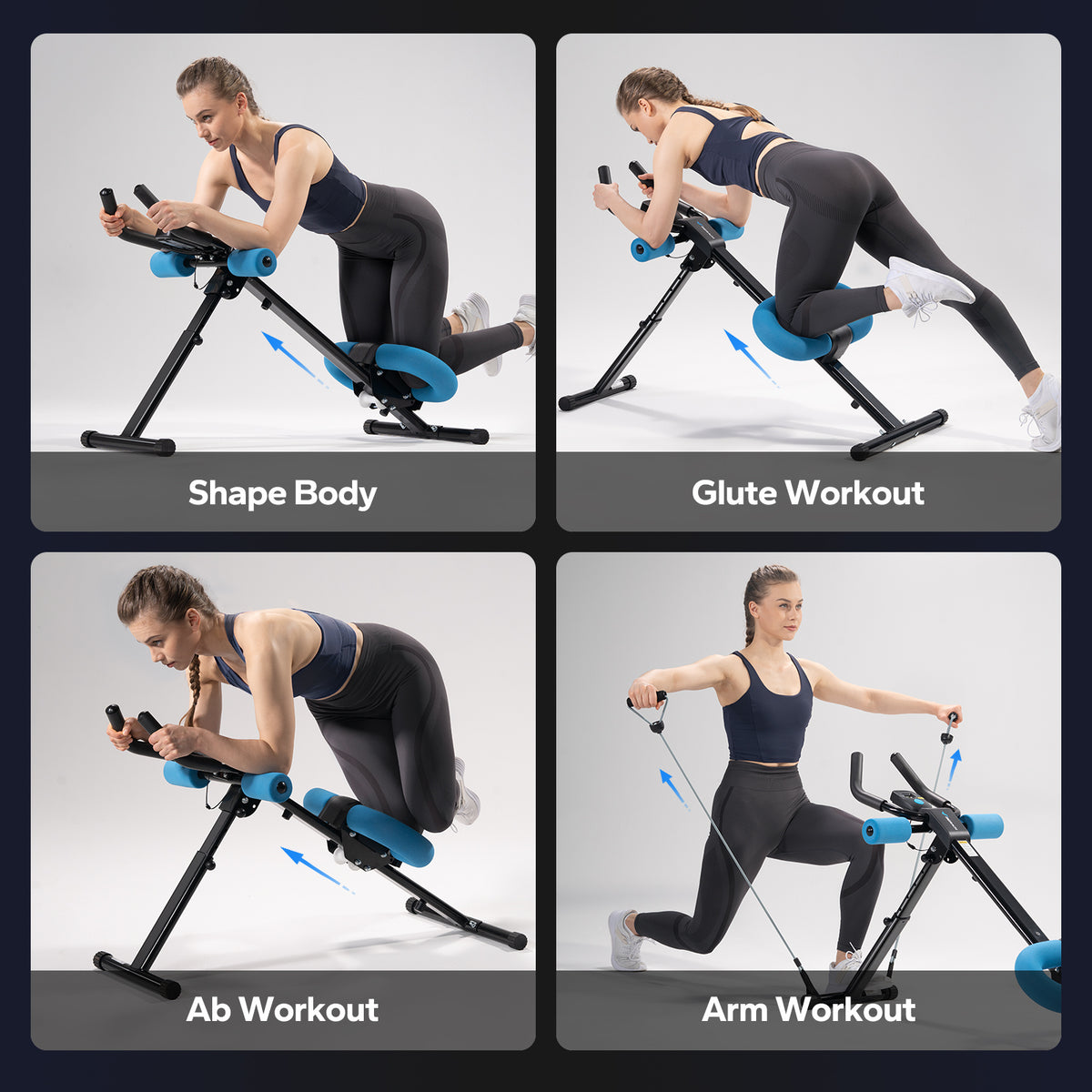Ab Machine Adjustable Trainer Workout Foldable Knee Protection