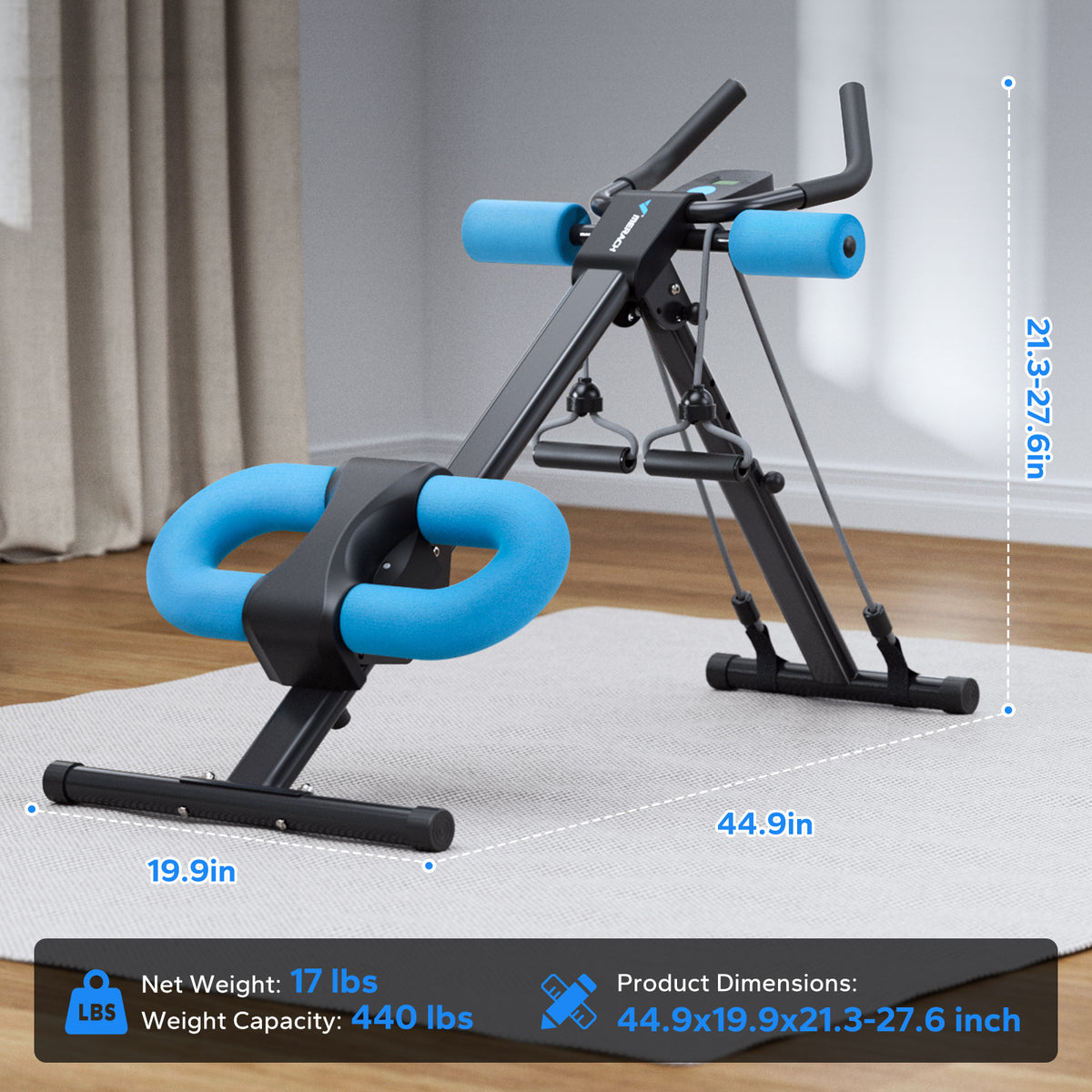 Ab Machine Adjustable Trainer Workout Foldable Knee Protection